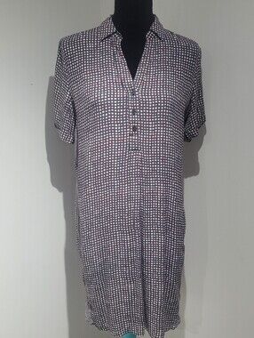 Sandwich Women's Small Relaxed Fit Check Shirt Dress 36 Grey Pink Summer Comfy